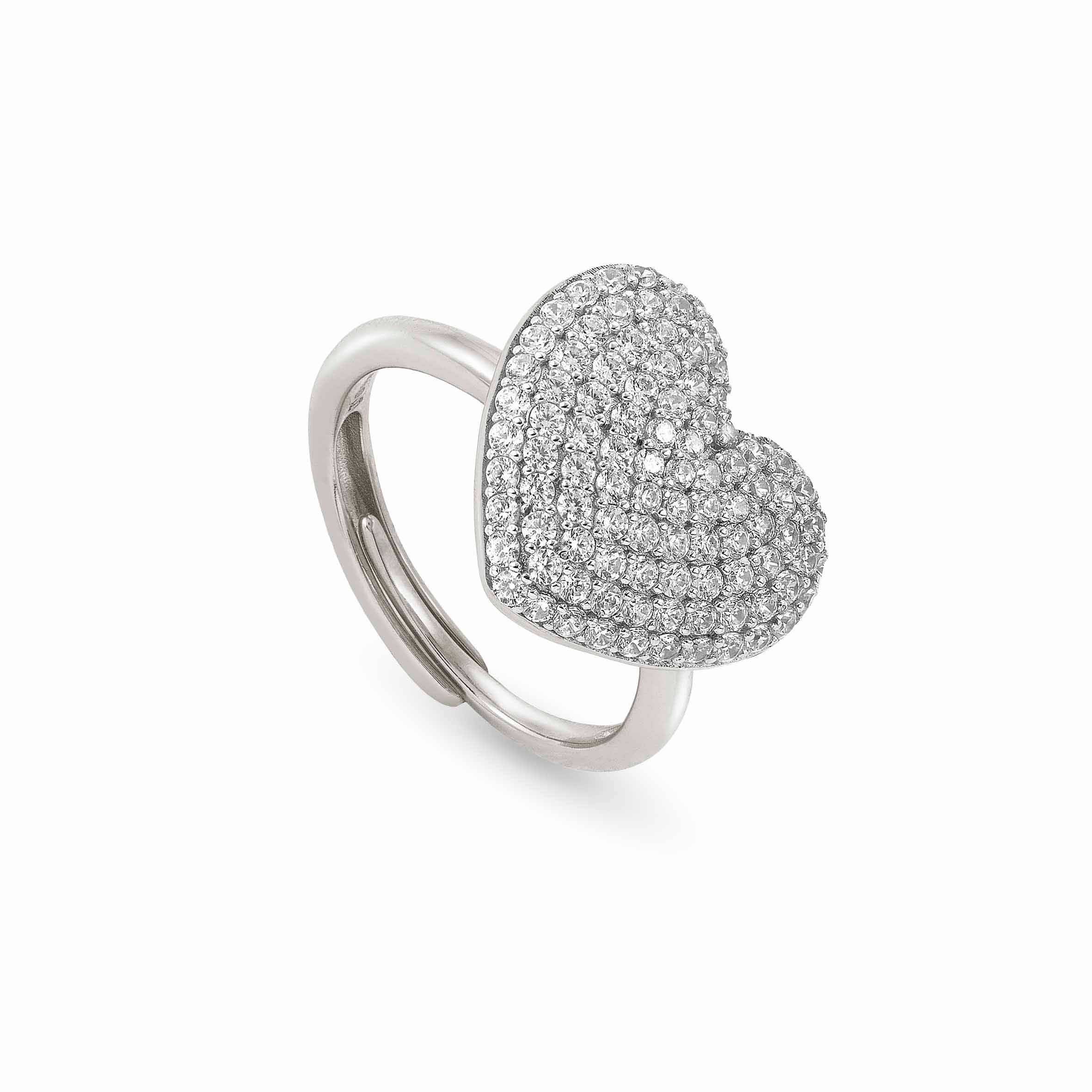 Easychic Heart ring white rhodium finish
