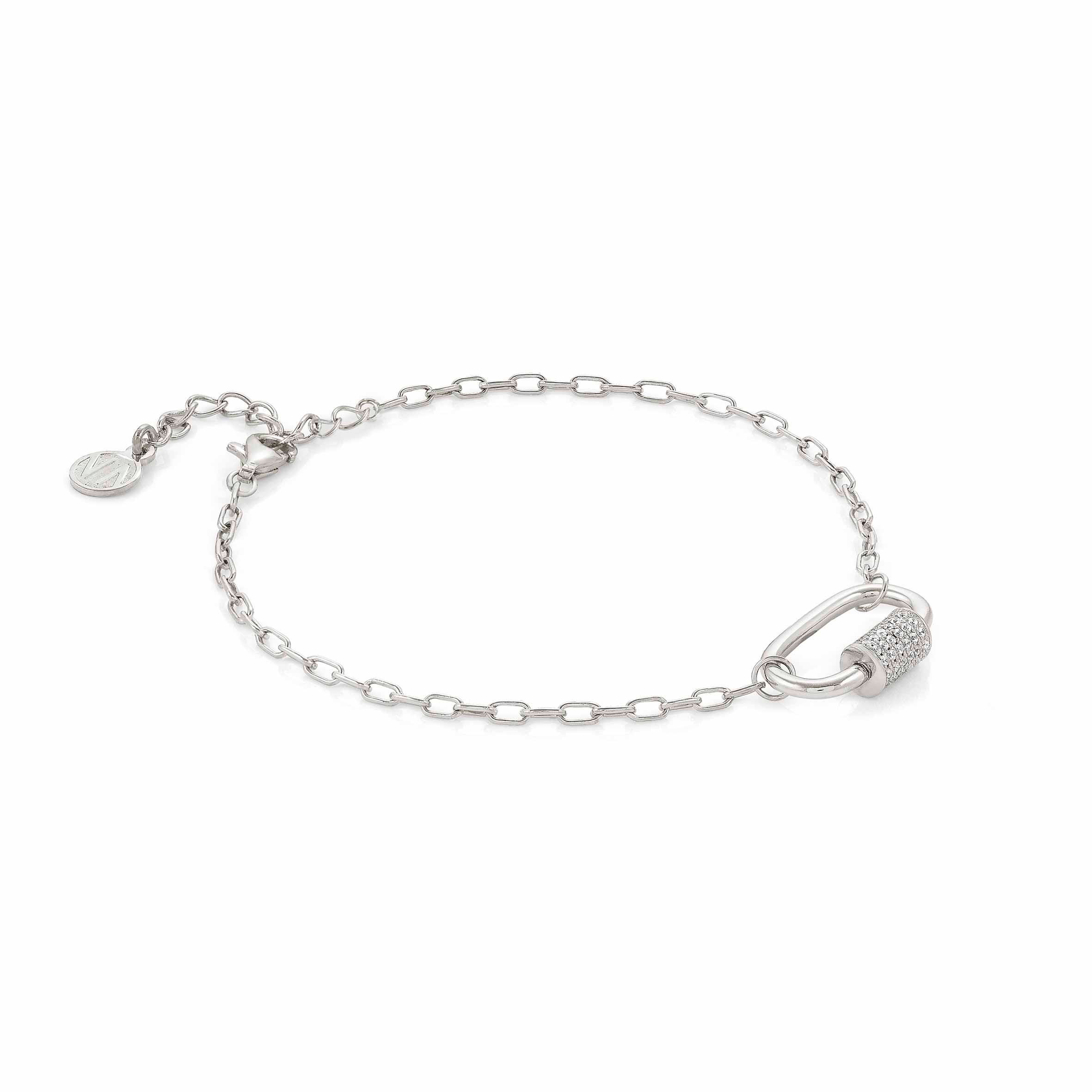 Small Charming bracelet, rhodium treated