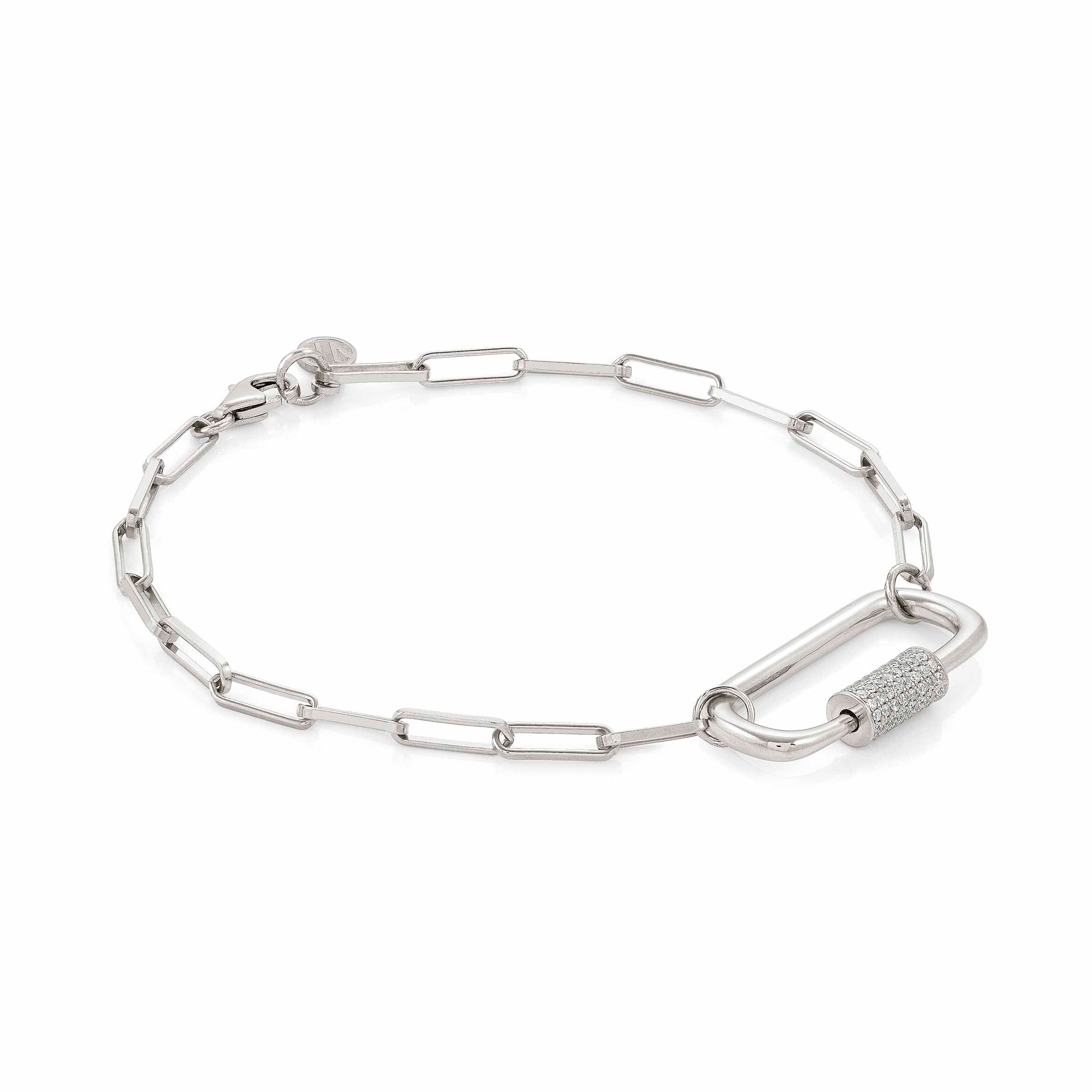 Large Charming bracelet, rhodium treated
