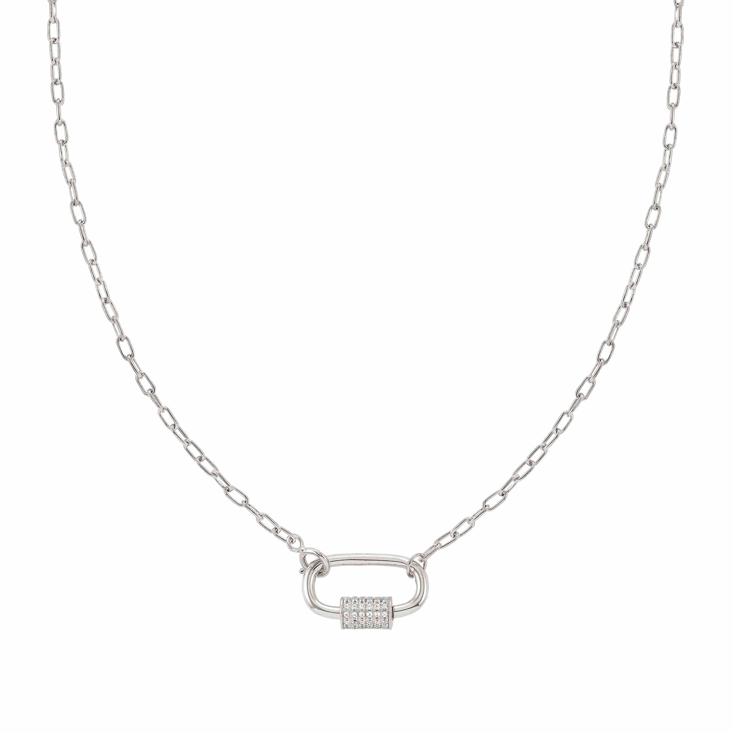 Charming short-link necklace, rhodium treated