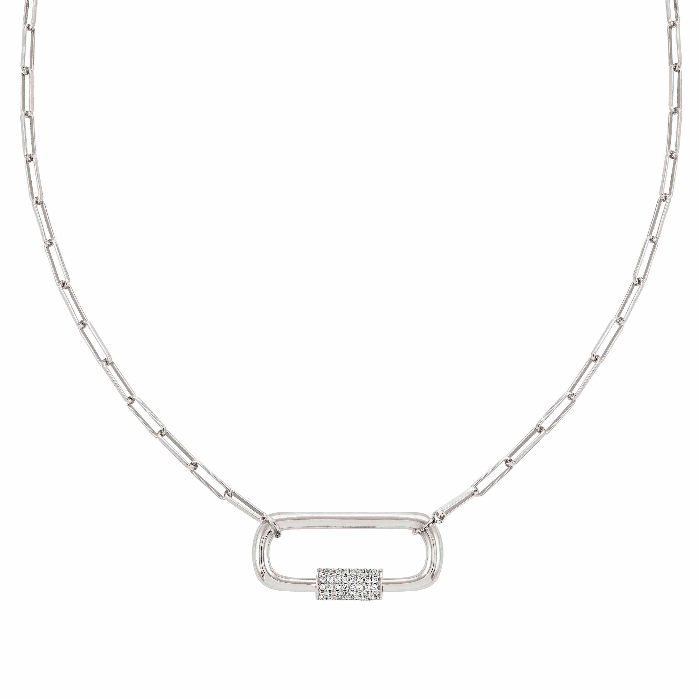 Charming long-link necklace, rhodium treated