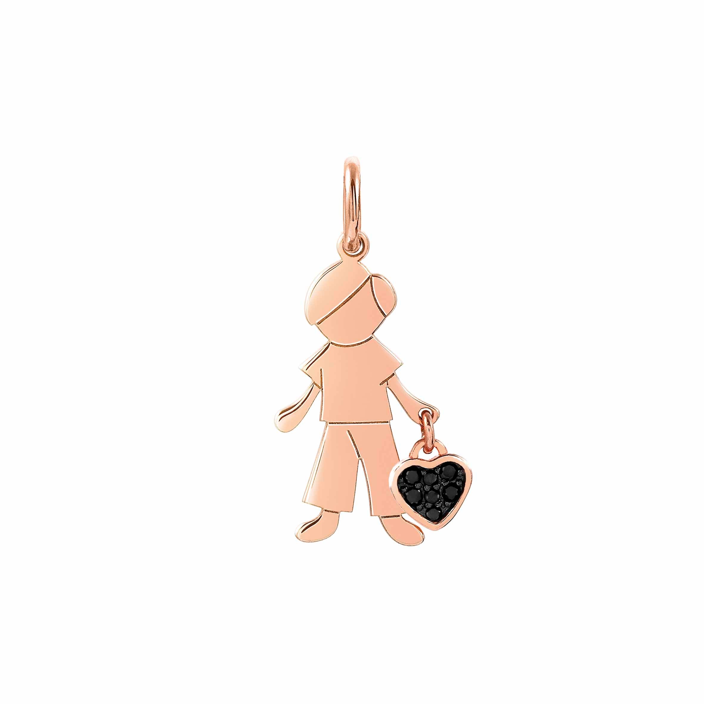 Boy Charm with Heart, rose gold plated