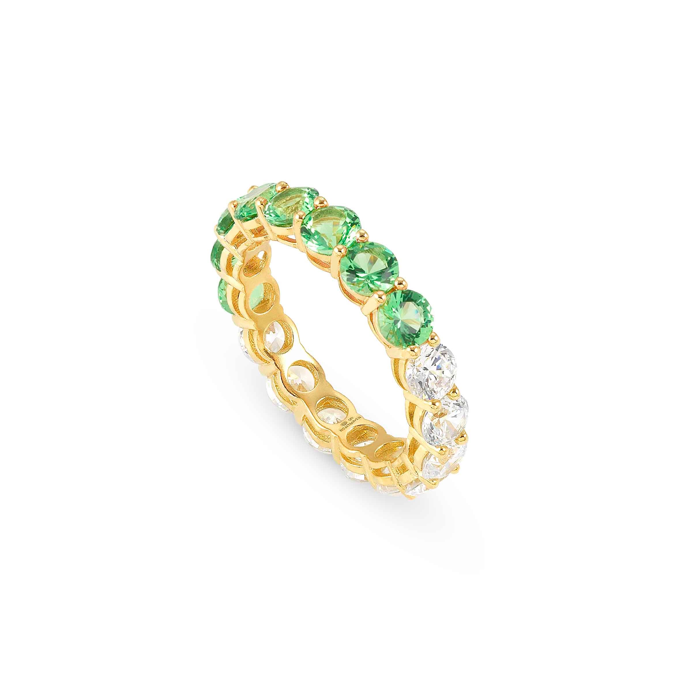 Chic&Charm Joyful Ed ring, White and Green stones