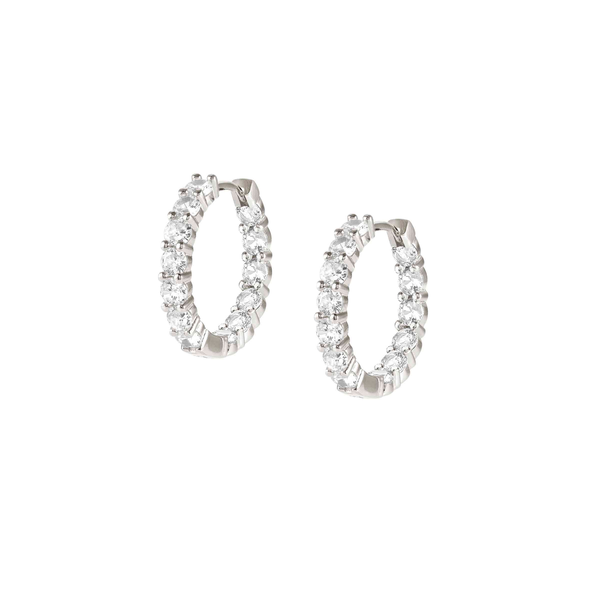 Chic&Charm Joyful Ed hoop earrings, White stones