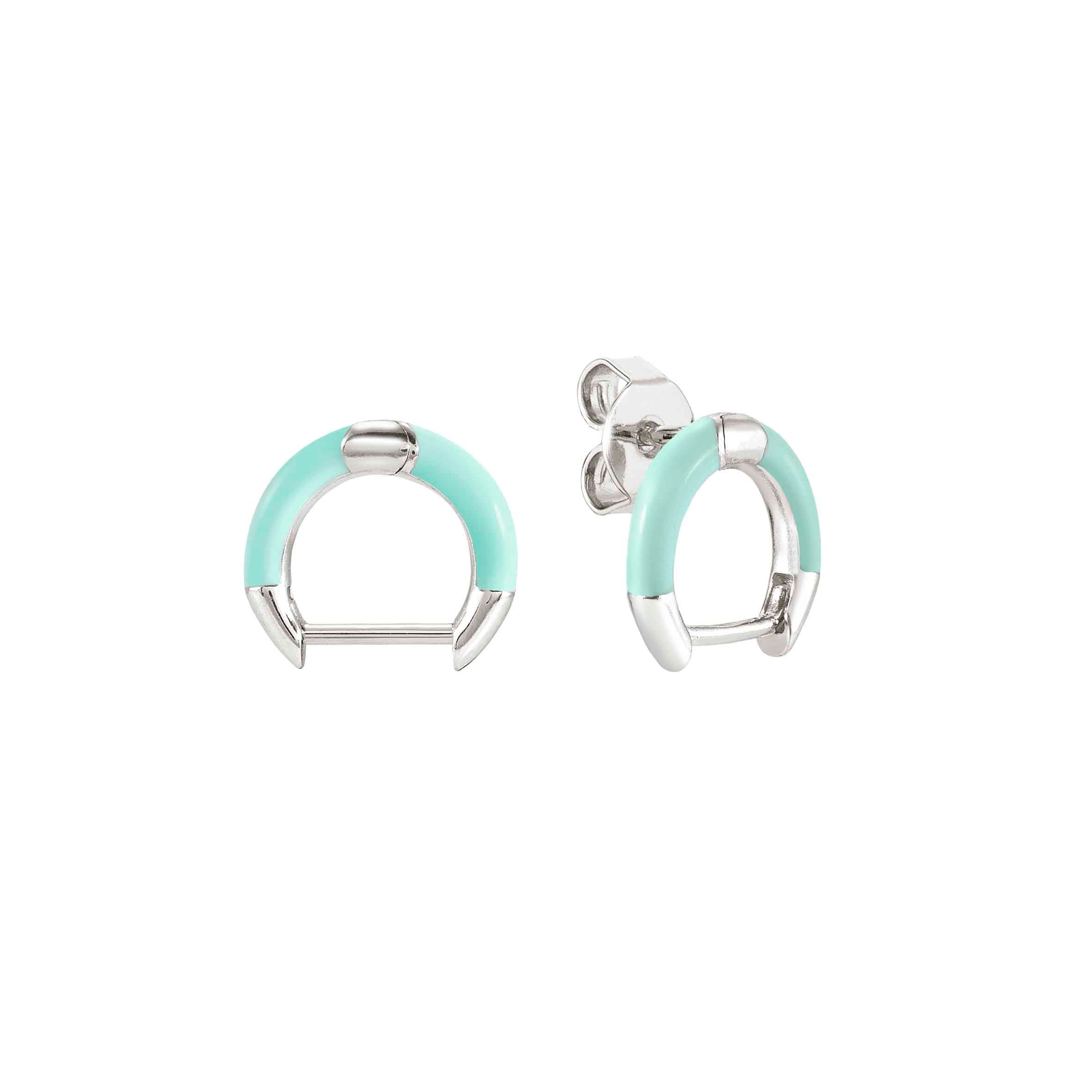 SeiMia single earring, sterling silver, Turquoise enamel