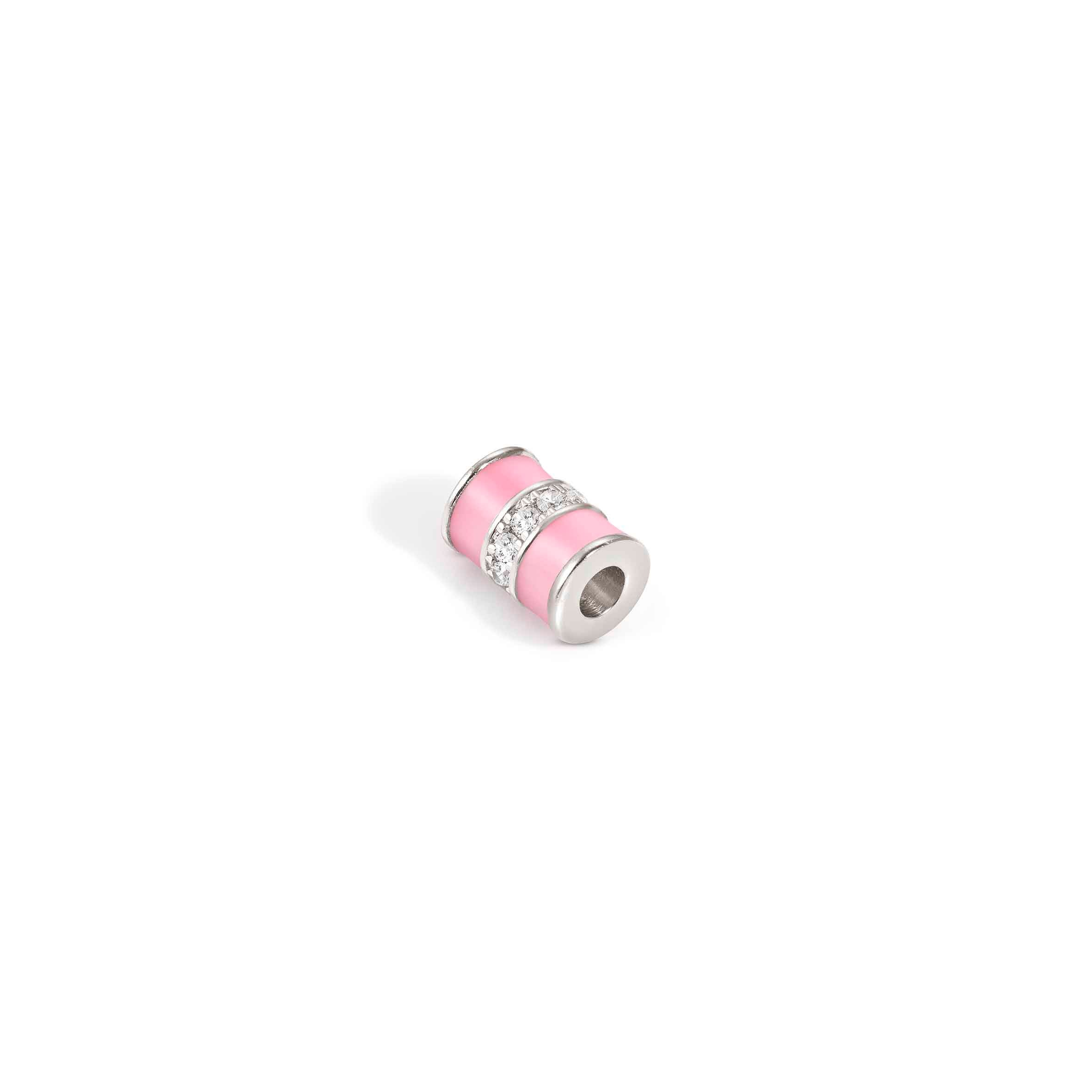 SeiMia spacer tube, Pink enamel, White CZ