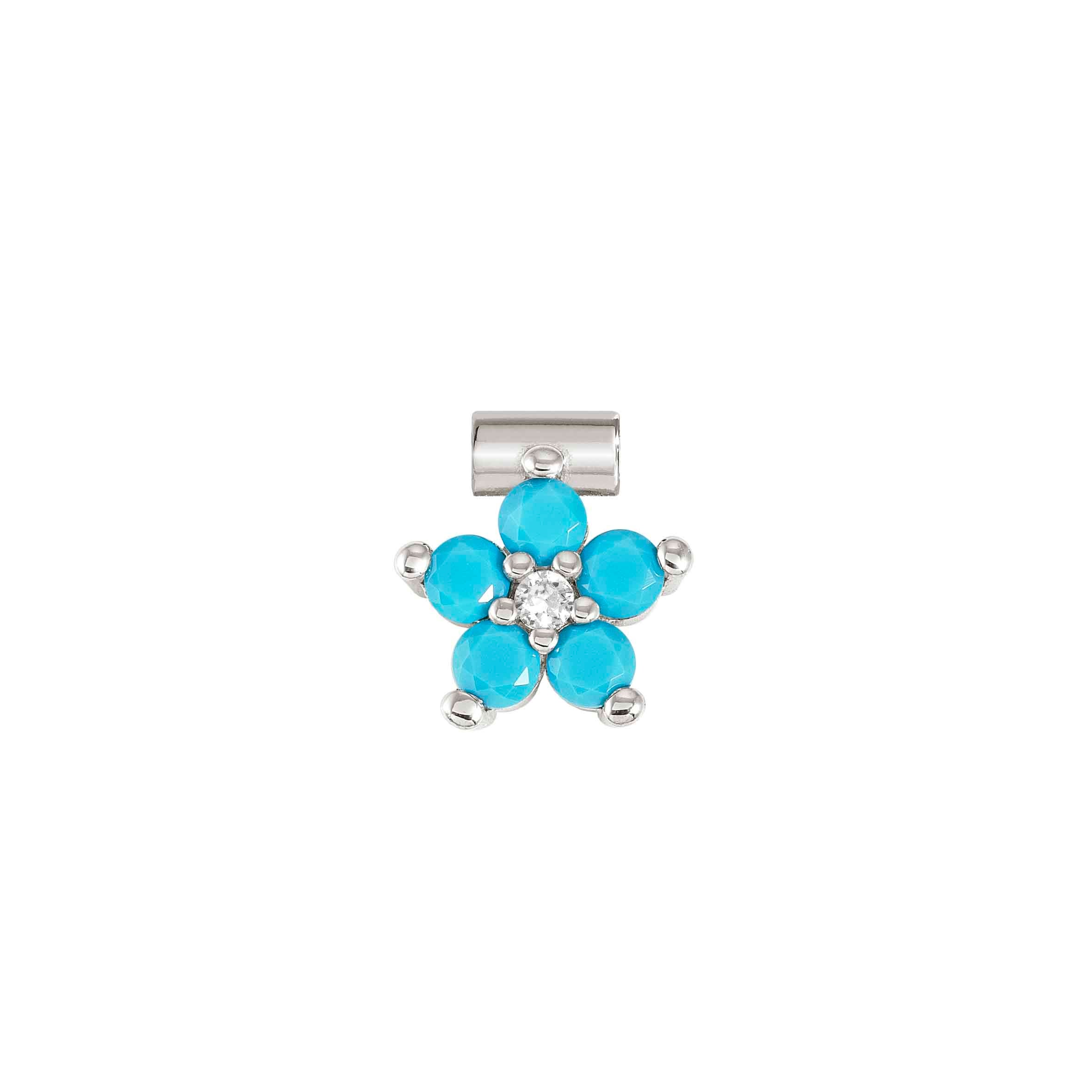 SeiMia pendant, large Flower, Turquoise, White CZ
