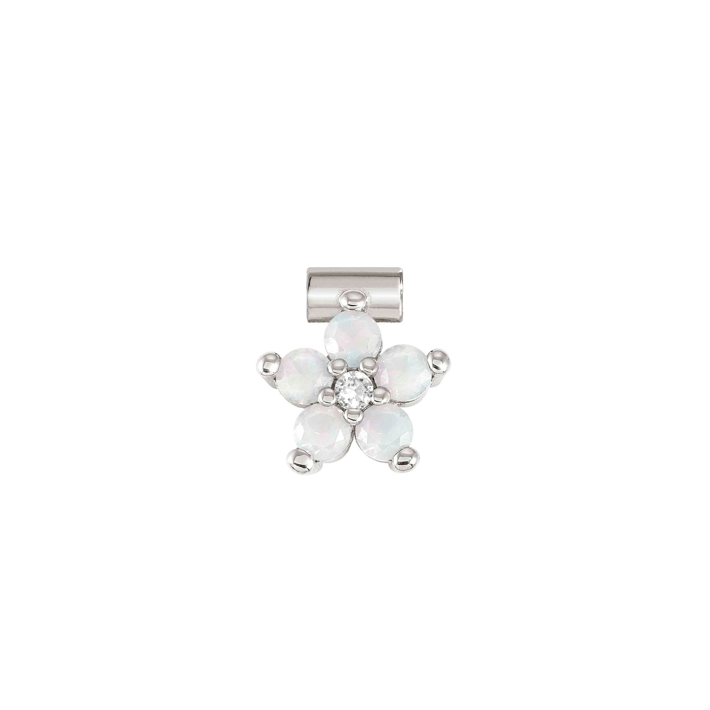 SeiMia pendant, large Flower, Opal, White CZ