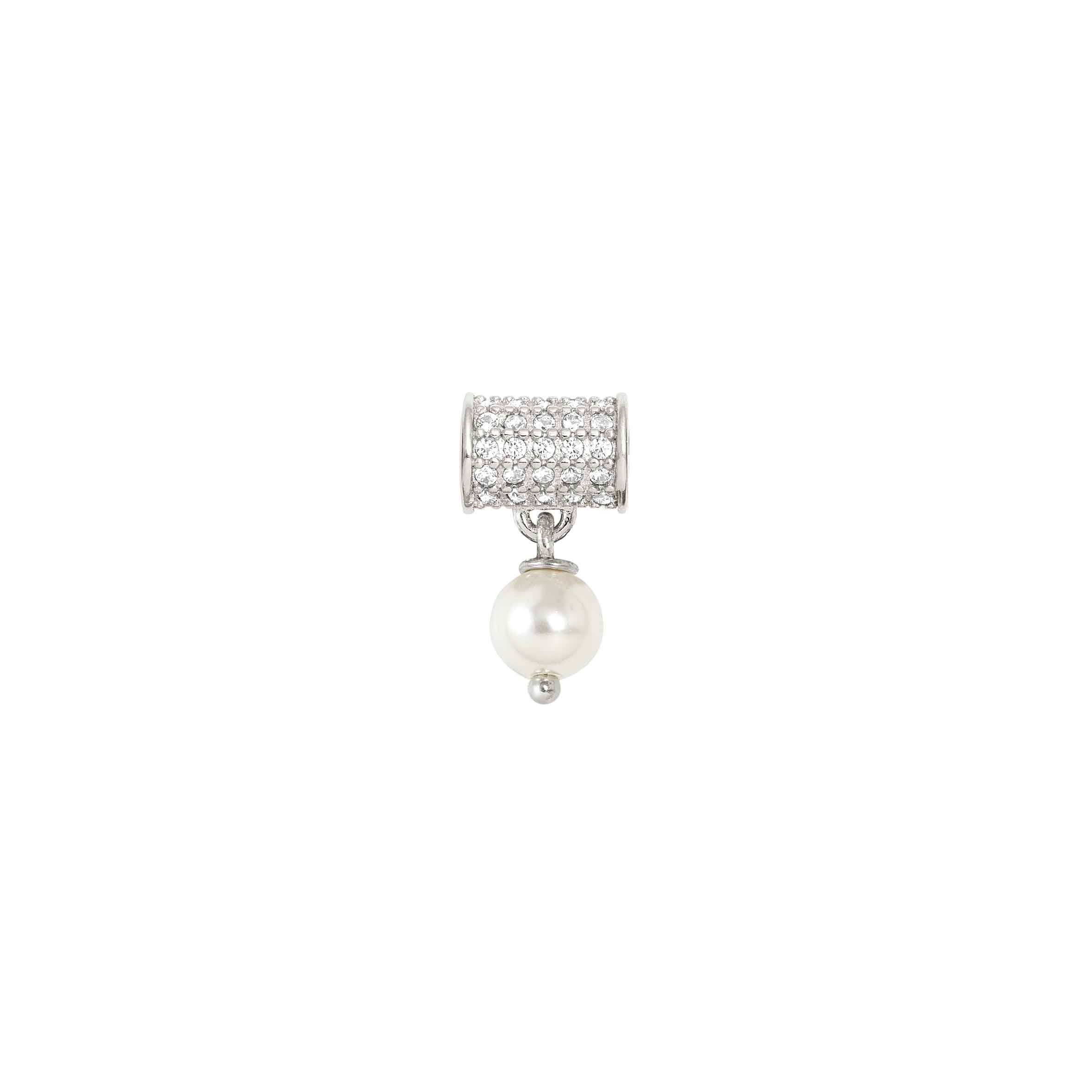 SeiMia spacer tube, CZ Pavé, Simulated Pearl