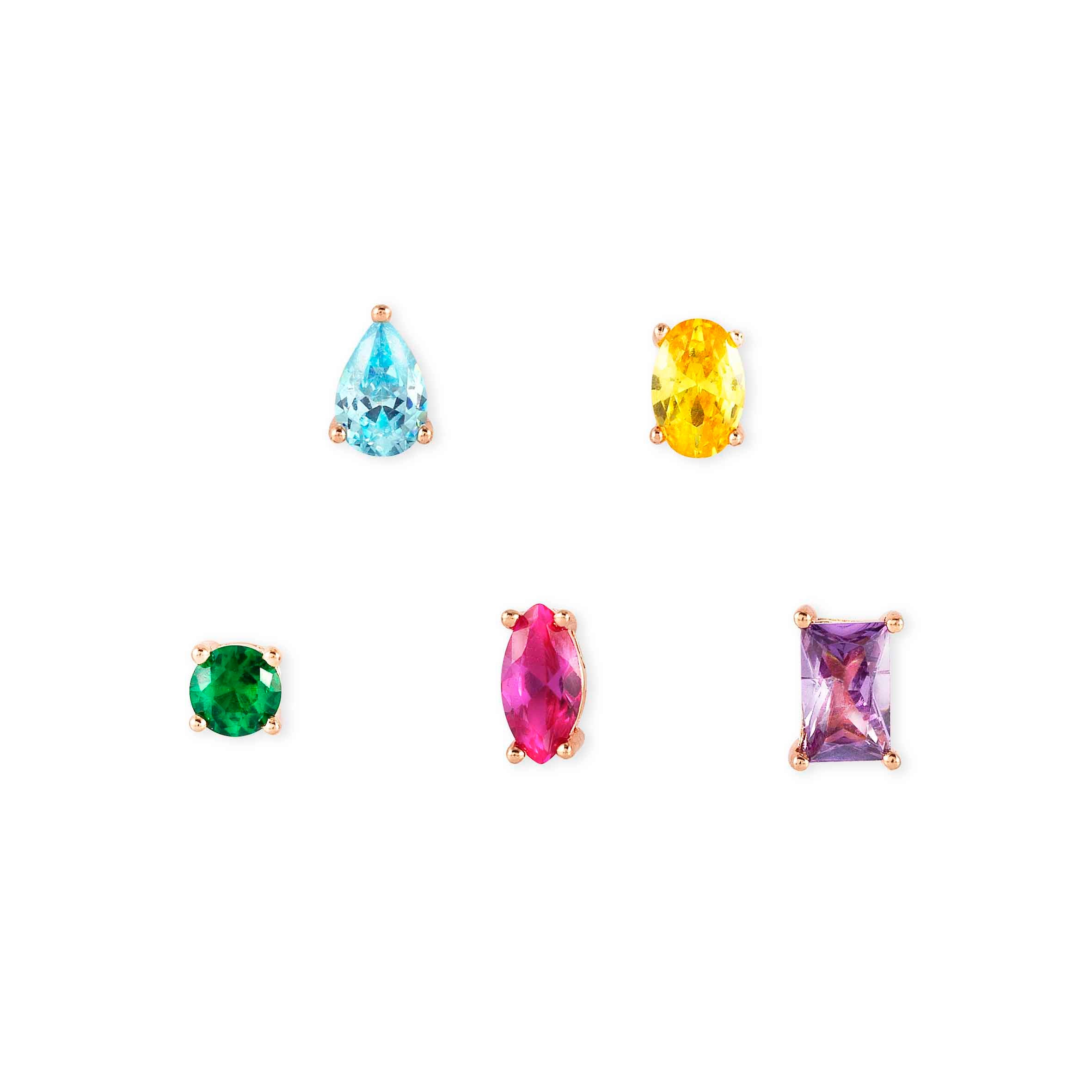 Colour Wave, Set 5 Earrings, coloured stones