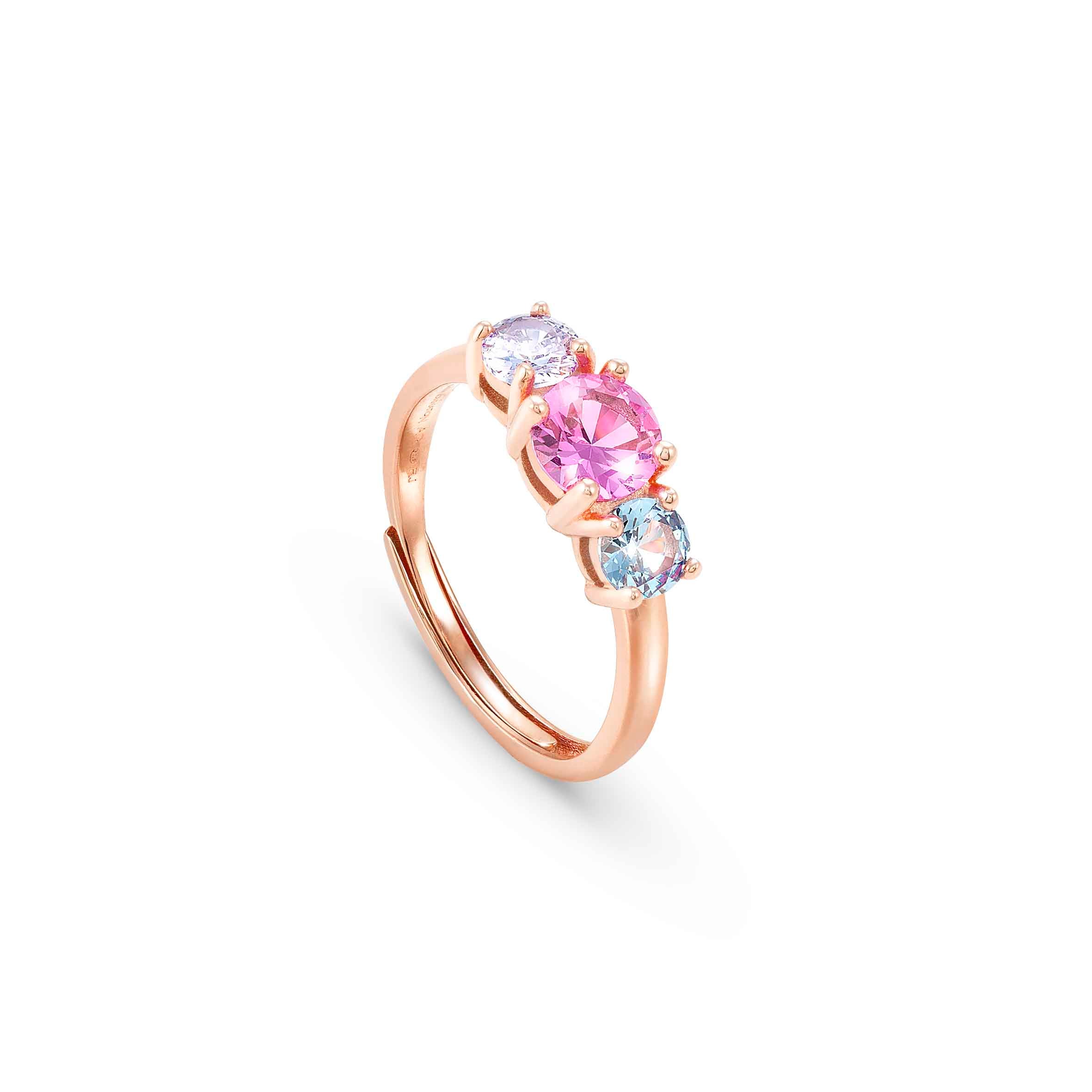 Colour Wave ring with 3 coloured stones