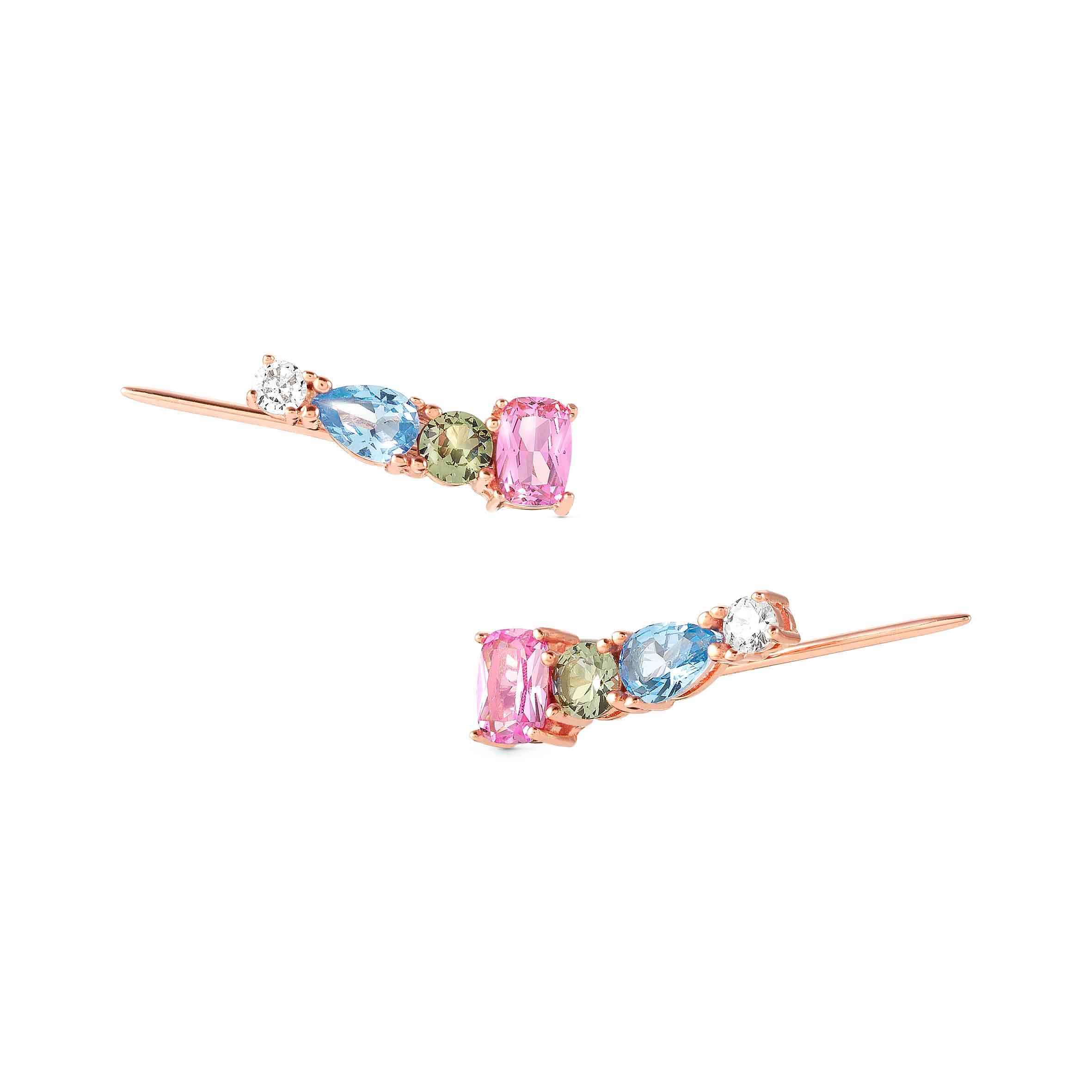 Colour Wave ear climber with mixed Cubic Zirconia