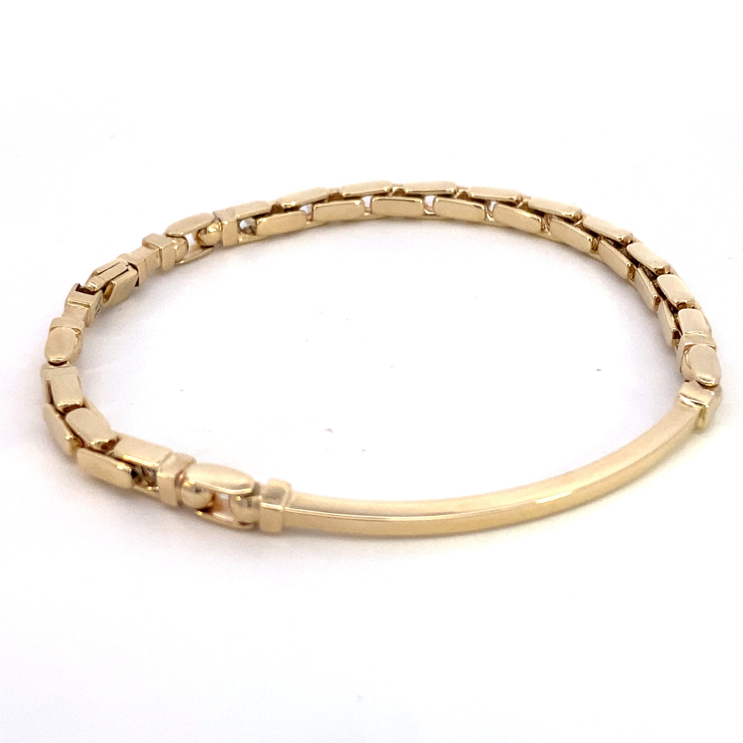 14K Gold Engrave Men Bracelet