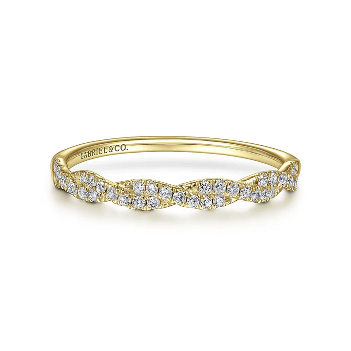 Gabriel & Co 14K Yellow Gold Twisted 0.10ctw Diamond Stackable Ring - LR52078Y45JJ