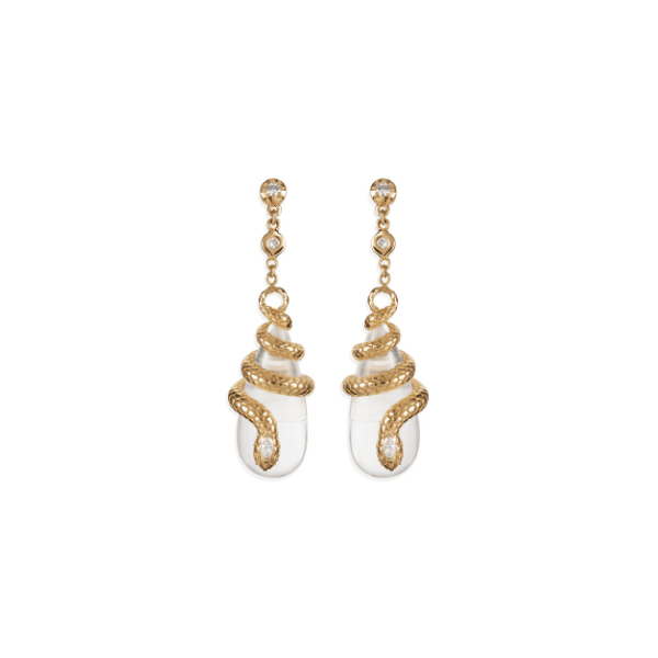 Jacquie Aiche 14K Yellow Gold Quartz & Snake Drop Earrings - 2402039