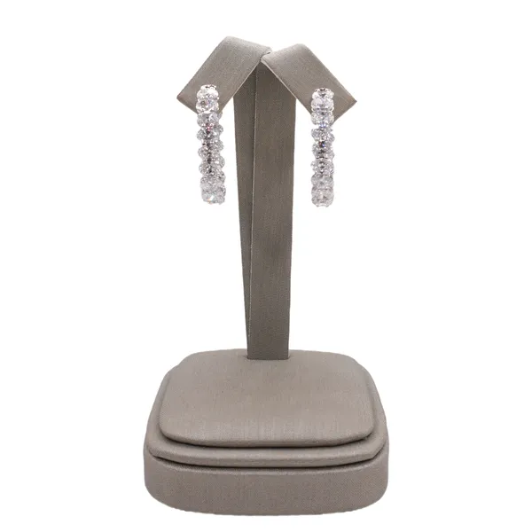 7.40ctw Oval Lab Grown Diamond Inside Out Hoops- 14k White Gold