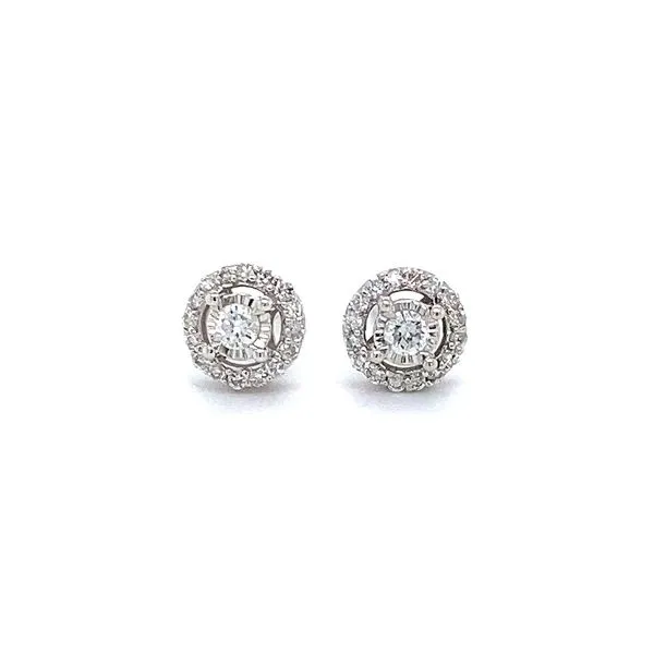 1/4 ctw Round Diamond Halo Reflections Stud Earrings in 14kt White Gold
