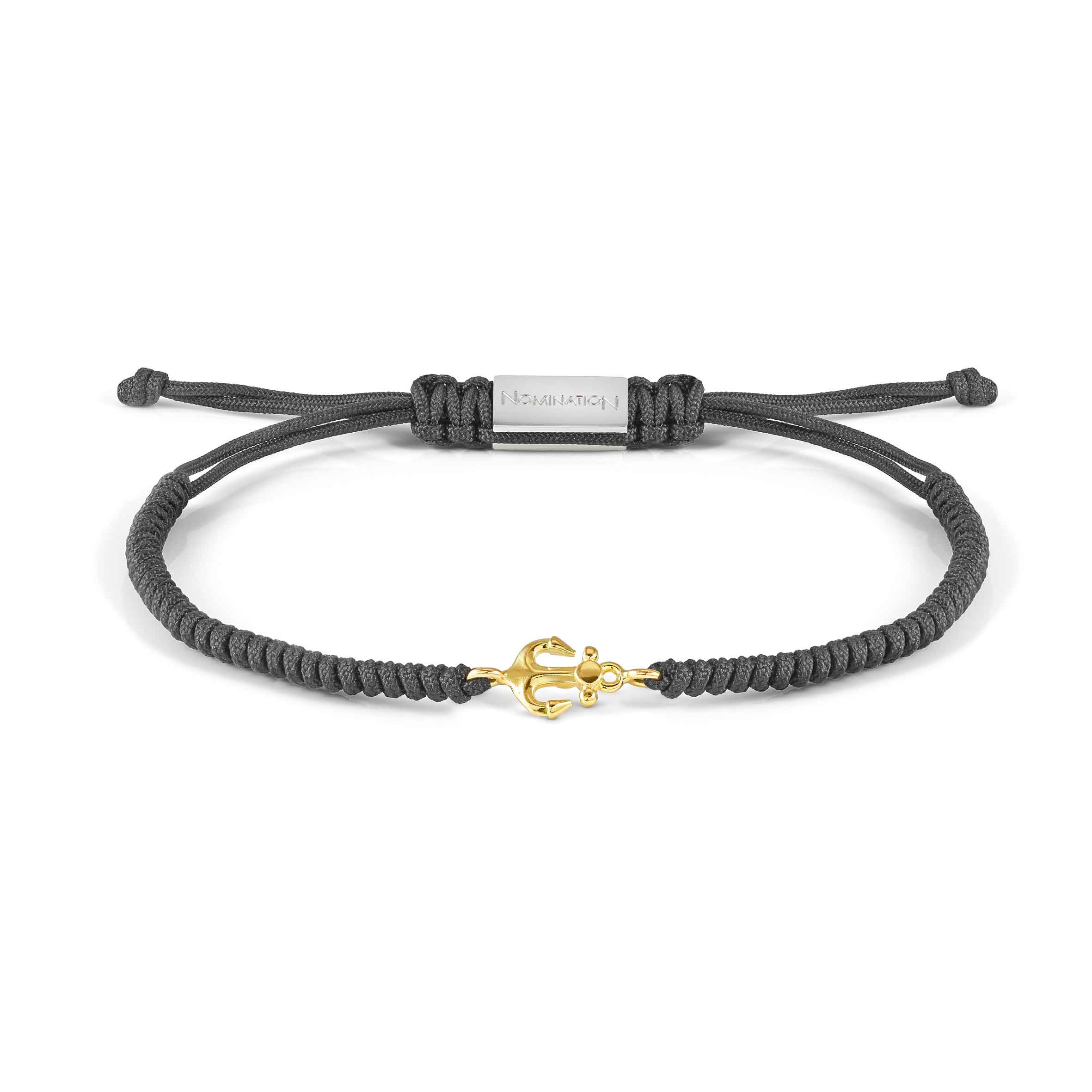 Cotton cord Uomo Refined bracelet with Anchor