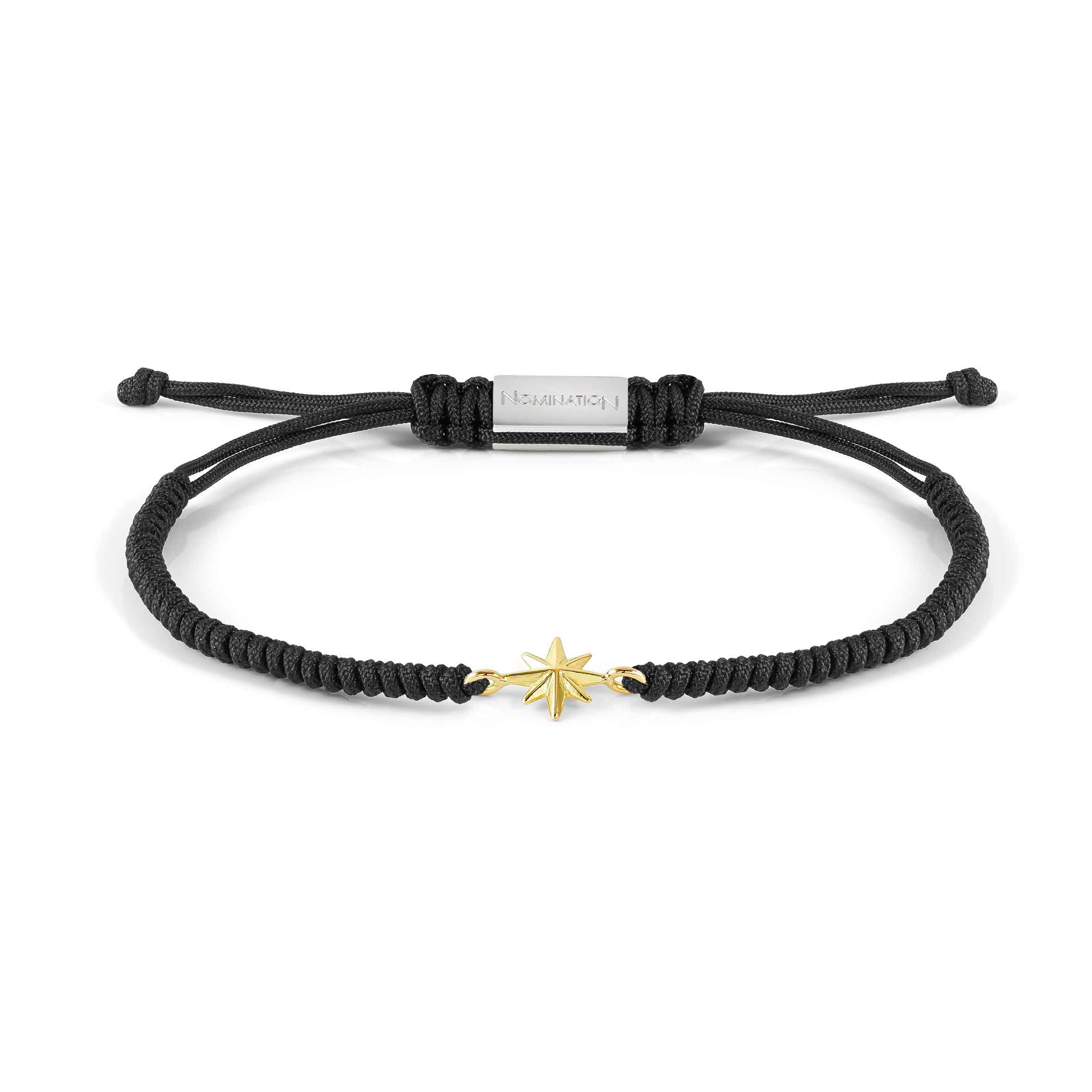Cotton cord Uomo Refined bracelet with Wind Rose