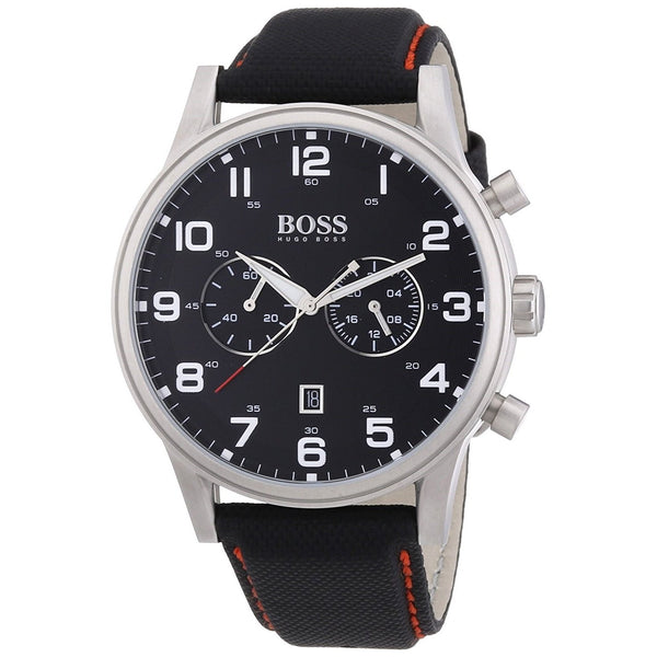 Hugo Boss Men's 1512919 Aeroliner Chronograph Black Leather Watch