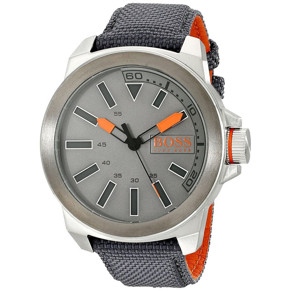 Hugo Boss Men's 1513115 New York Grey Nylon and Leather Watch