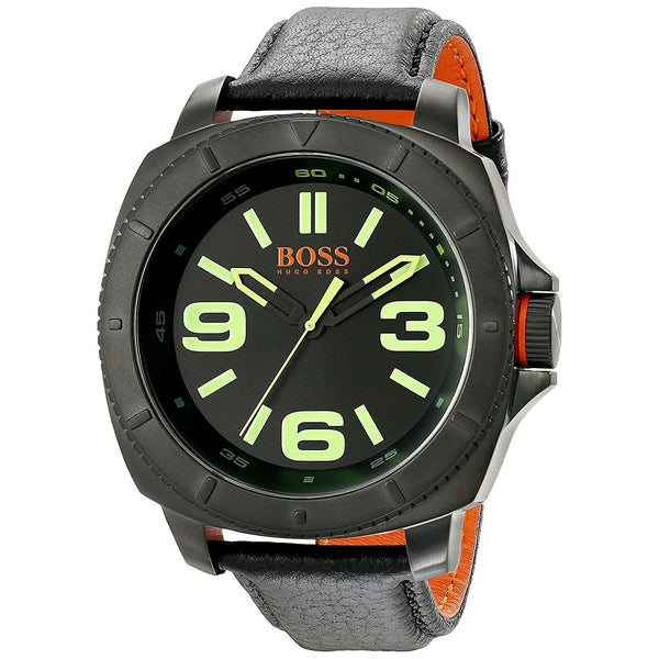 Hugo Boss Men's 1513163 Orange Sao Polo Black Leather Watch