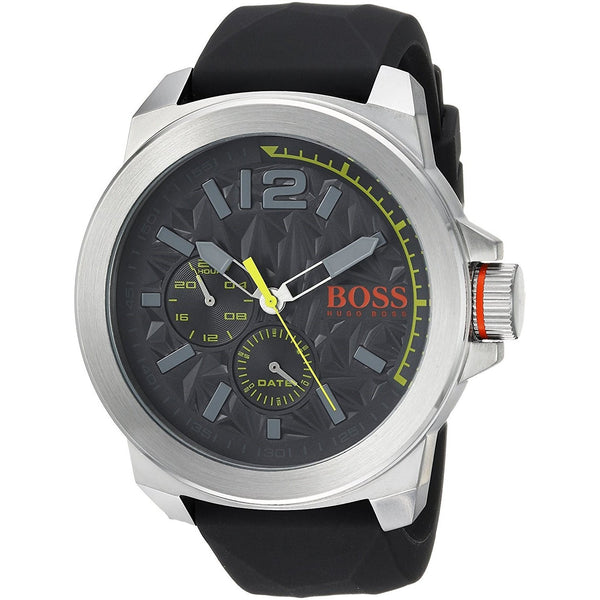 Hugo Boss Men's 1513347 New York Multi-Function Black Silicone Watch