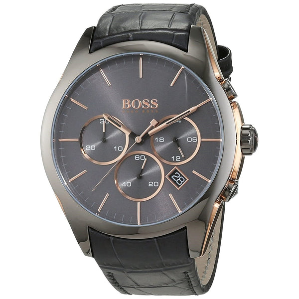 Hugo Boss Men's 1513366 Onyx Chronograph Black Leather Watch