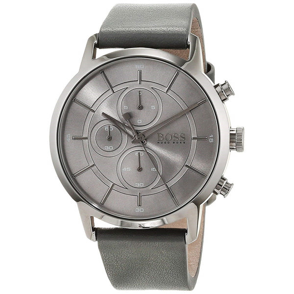 Hugo Boss Men's 1513570 Architectural Chronograph Grey Leather Watch
