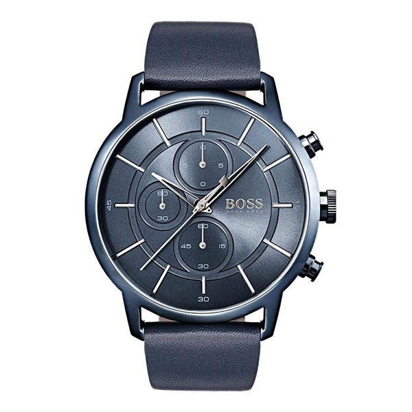 Hugo Boss Men's 1513575 Architectural Chronograph Blue Leather Watch