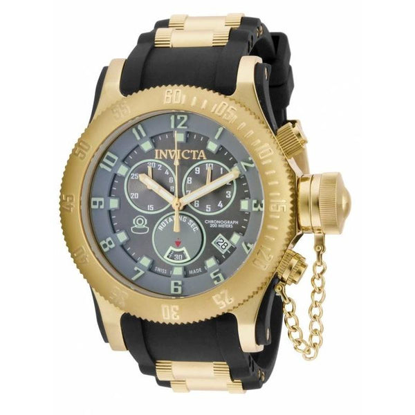 Invicta Men's 15564 Russian Diver Chronograph Black and Gold-Tone Inserts Polyurethane and Stainless Steel Watch