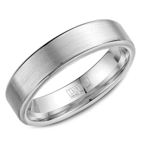 Crown Ring 14k White Gold Wedding Band - WB-9096-M10