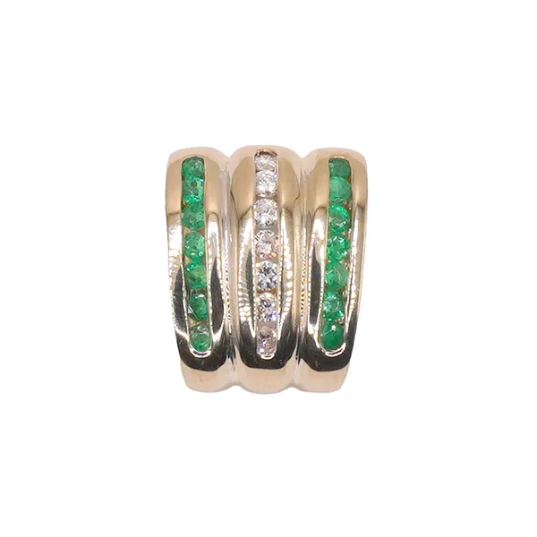 Emerald and Diamond Slide Pendant- 14k Yellow Gold