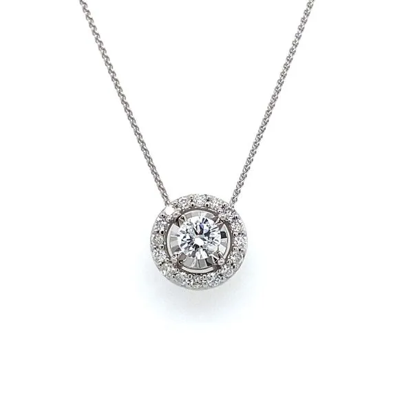 1/2 ctw Round Diamond Halo Reflections Pendant in 14kt White Gold