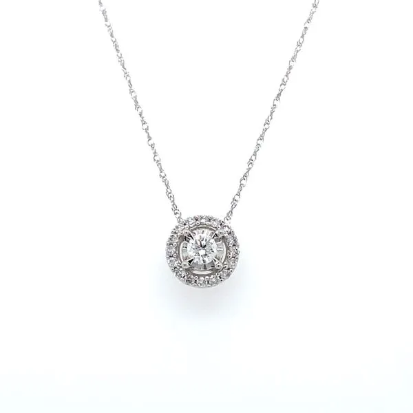 1/4 ctw Round Diamond Halo Reflections Pendant in 14kt White Gold