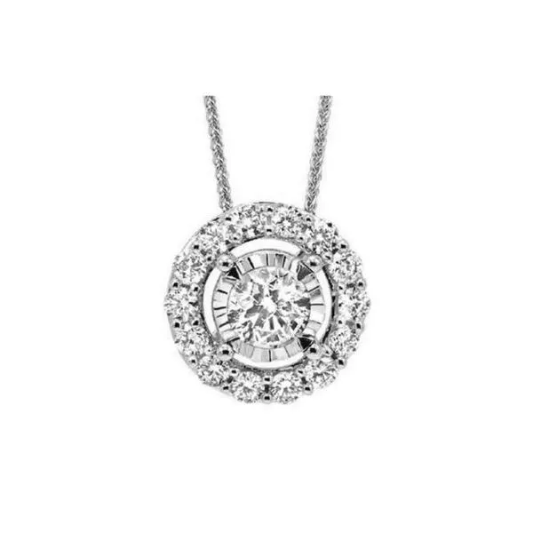 1/3 ctw Round Diamond Halo Reflections Pendant in 14kt White Gold