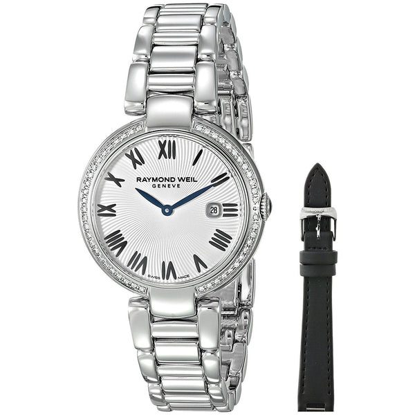 Raymond Weil Women's 1600-STS-00659 Shine Diamond Interchangeable Black Satin Strap Stainless Steel Watch