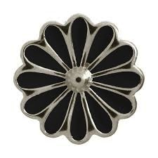 Black Daisy Flower Charm (Silver/Black)