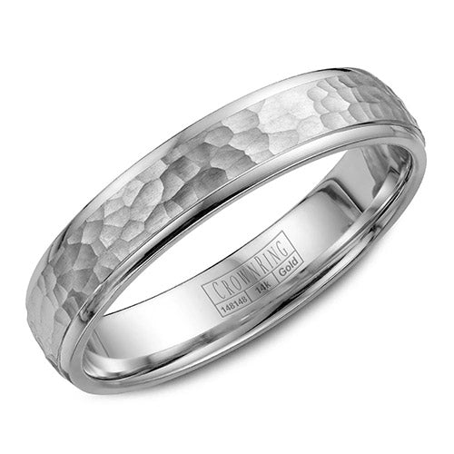 Crown Ring 14k White Gold Wedding Band - WB-7930-M10