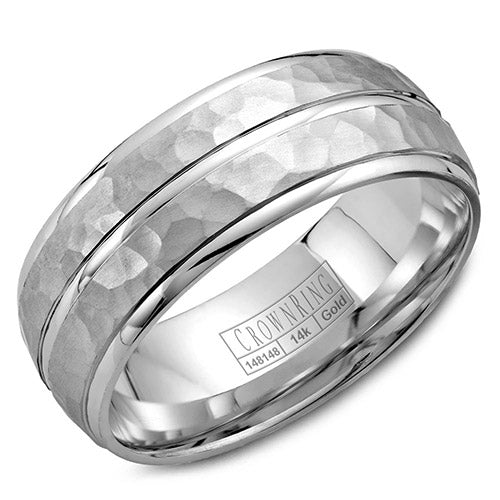 Crown Ring 14k White Gold Wedding Band - WB-9051-M10
