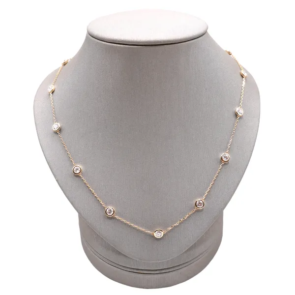 2ctw Lab Grown Diamond Station Necklace- 14k Yellow Gold