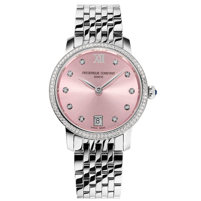 Frederique Constant Stainless Steel Slimline Ladies Diamond Watch - FC-220LPD1SD26B