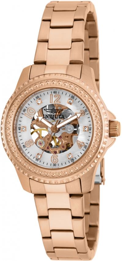 Invicta Women's 16705 Angel Mechanical Rose-Tone Silver Watch