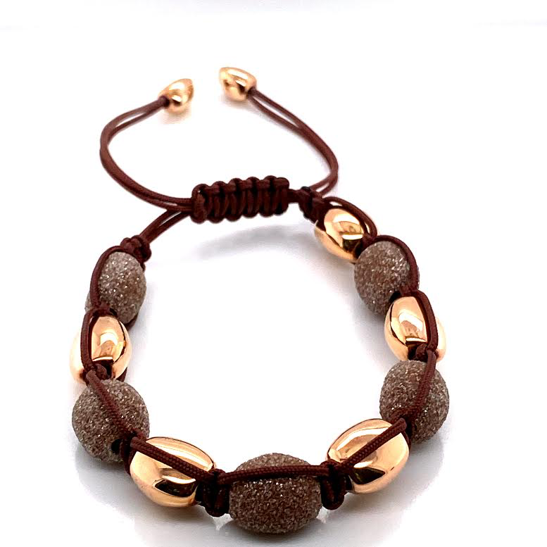 18k Rose-Gold Brown Cord Bracelet