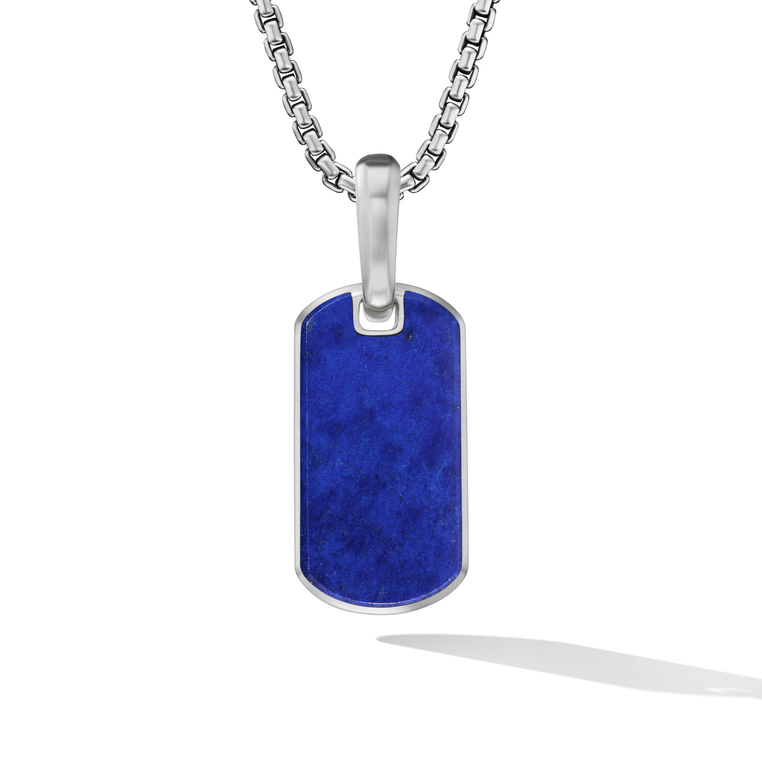 Chevron Tag in Sterling Silver with Lapis Lazuli, 21mm