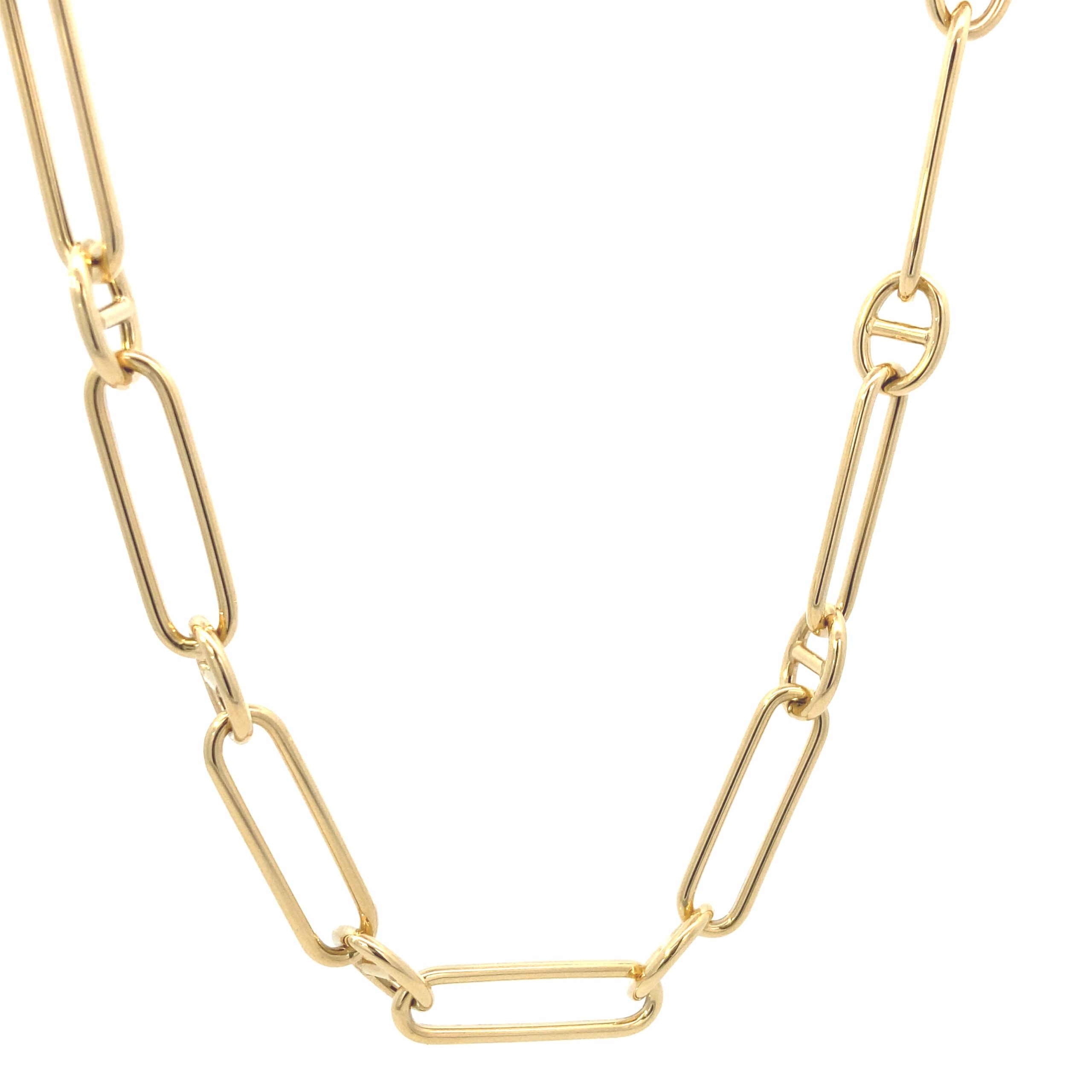 14K Gold Long Links and Mariner Links Necklace