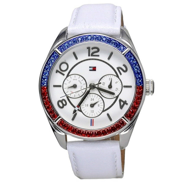 Tommy Hilfiger Women's 1781269 Gracie Multi-Function Crystal White Leather Watch