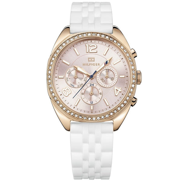 Tommy Hilfiger Men's 1781568 Mia Multi-Function Crystal White Silicone Watch