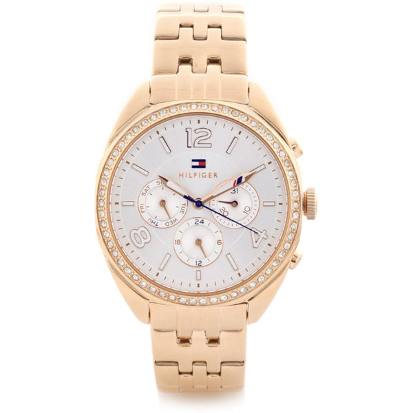 Tommy Hilfiger Men's 1781572 Mia Multi-Function Crystal Rose-Tone Silicone Watch