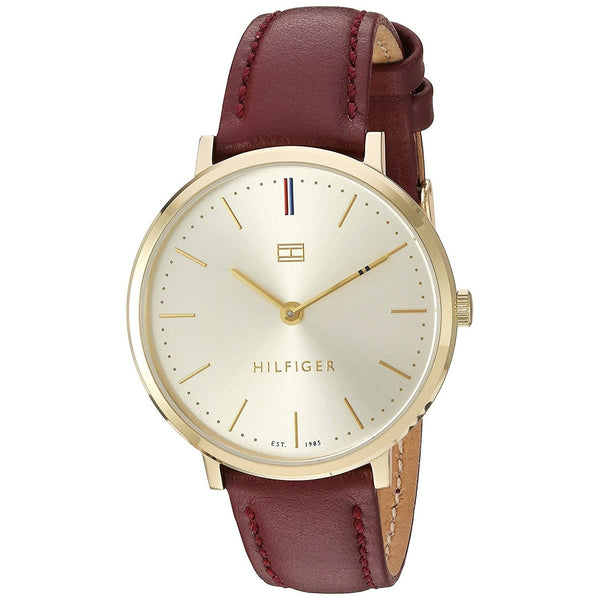 Tommy Hilfiger Women's 1781692 Slim Burgundy Leather Watch